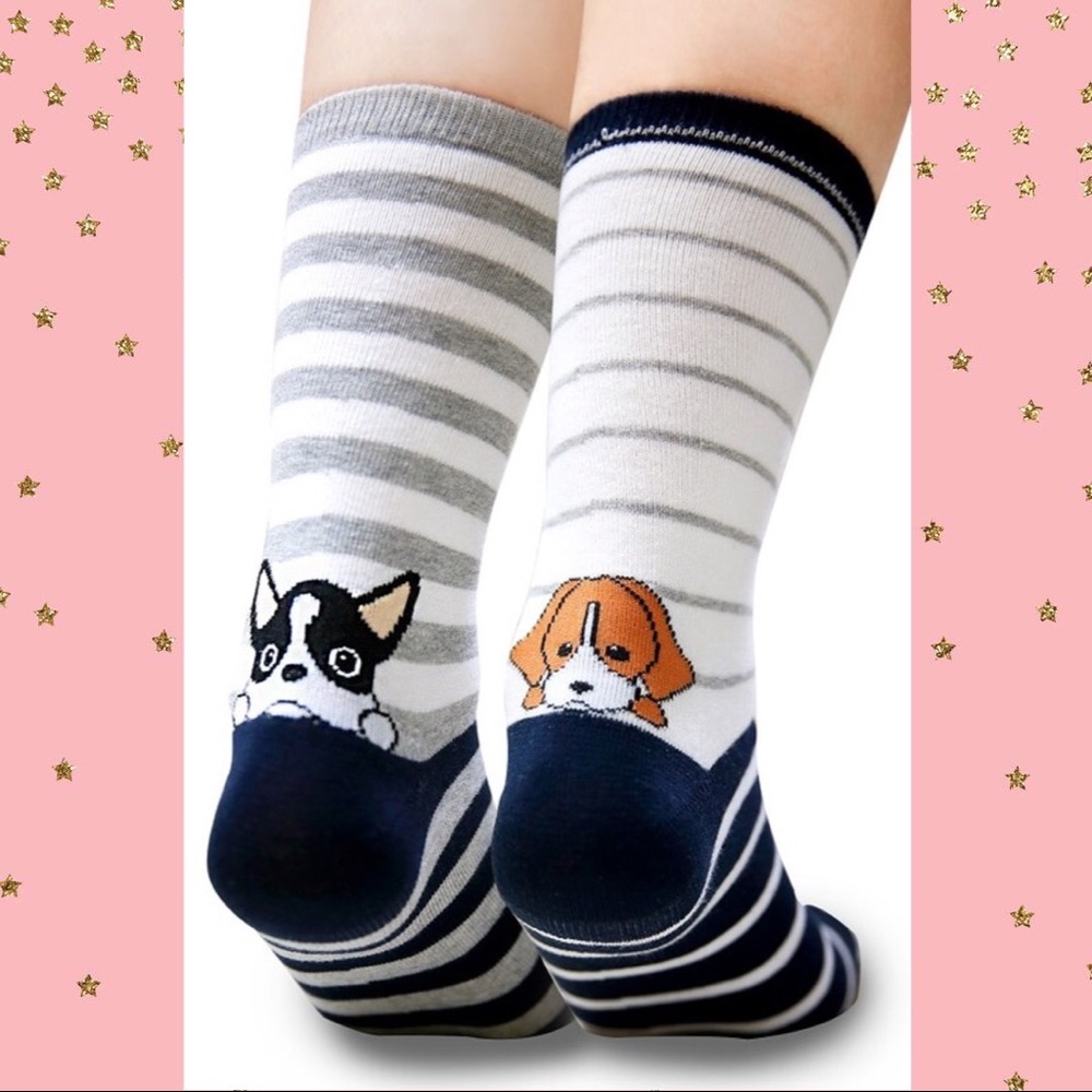 ✨NWT✨Women's Dog Cat Stripe Cotton Cute Crew Socks