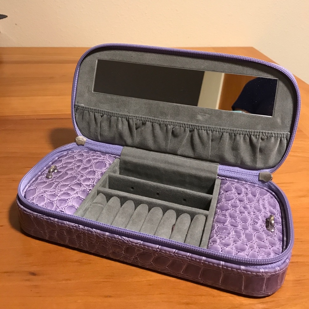 Purple croc pleather travel jewelry case