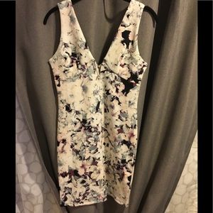 Floral Plunge V-neck Mini Dress