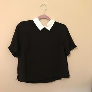 !PRICE DROP!Black Boxy Shirt with White Collar
