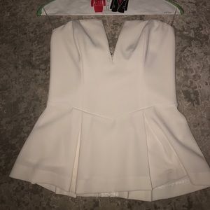 Guess peplum ruffle strapless top