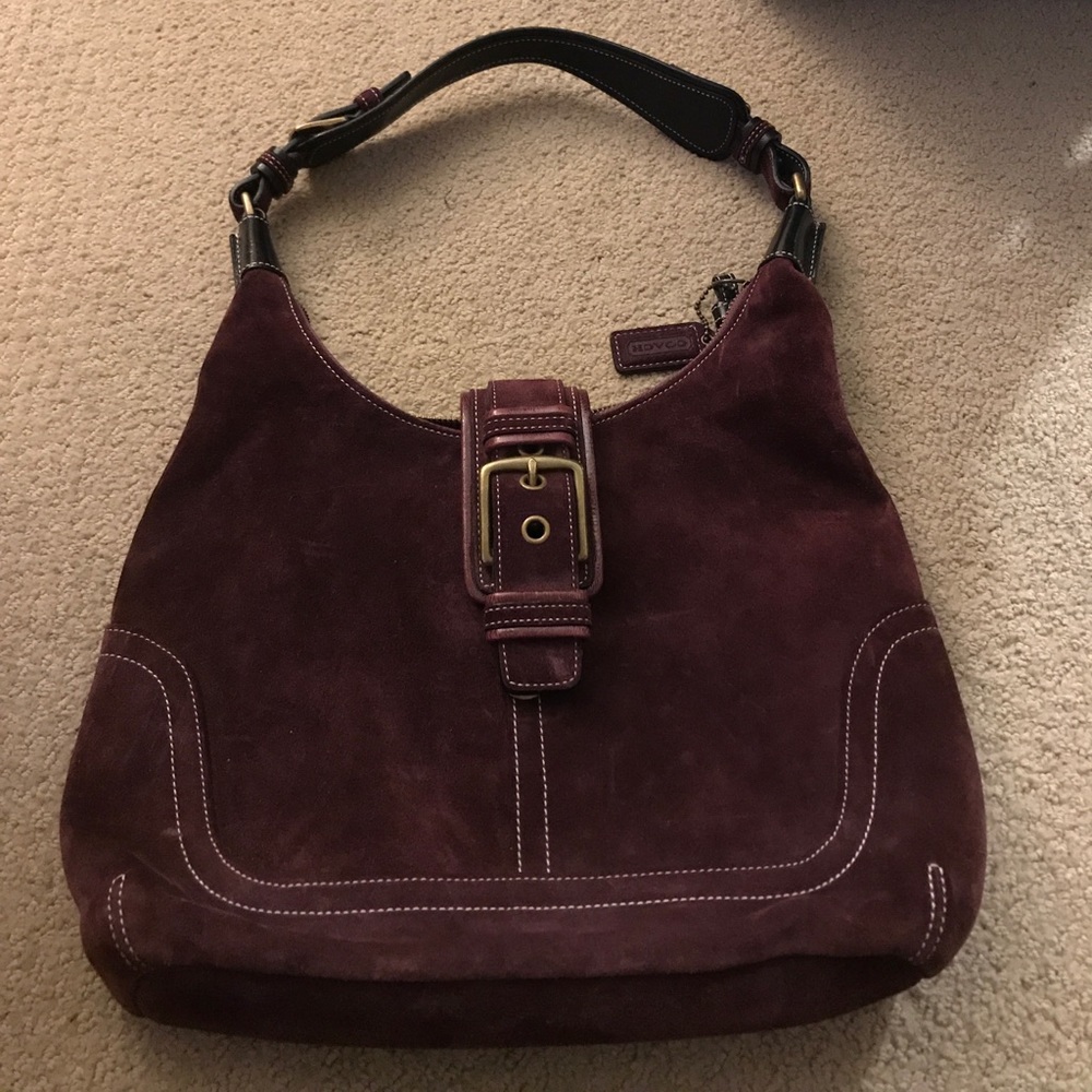 Coach Purple Suede Shoulder Bag