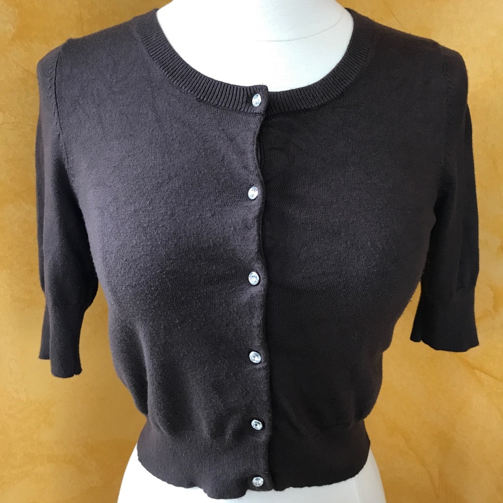 Express Brown cropped cardigan