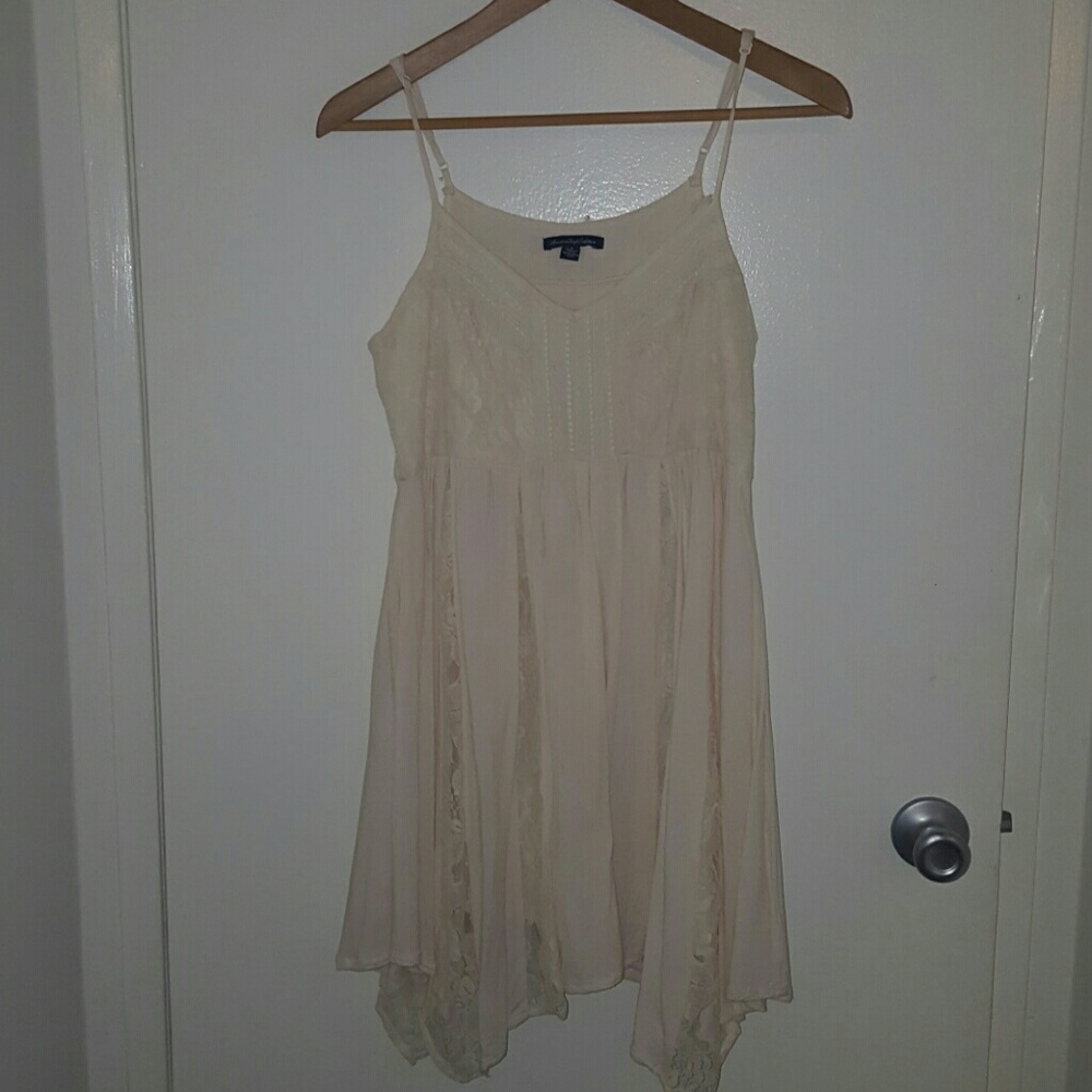 Cream Lace Peasant Dress