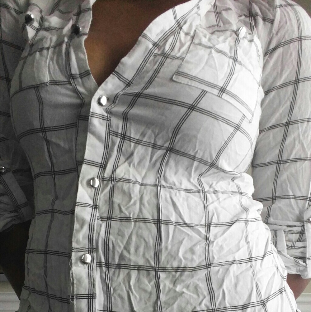 White and Black Striped Blouse