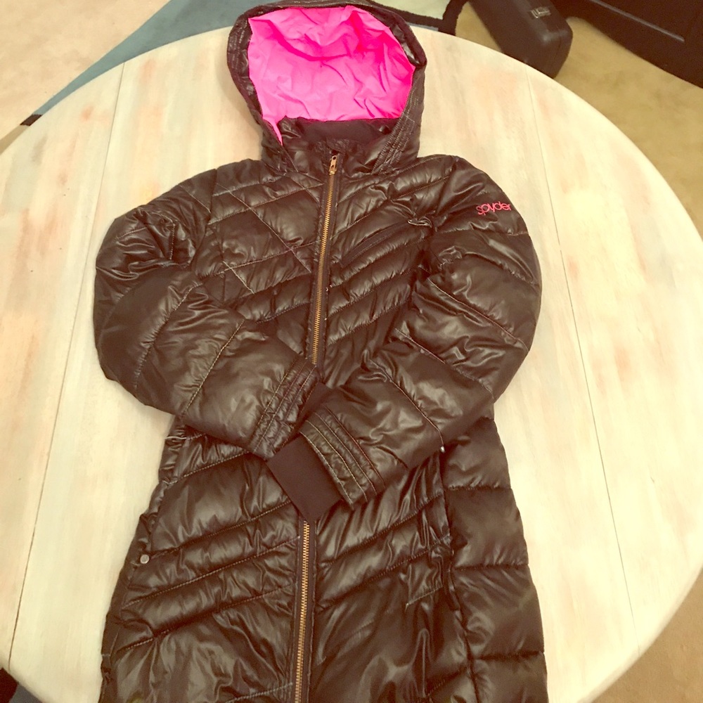 Girls black long parka Spyder