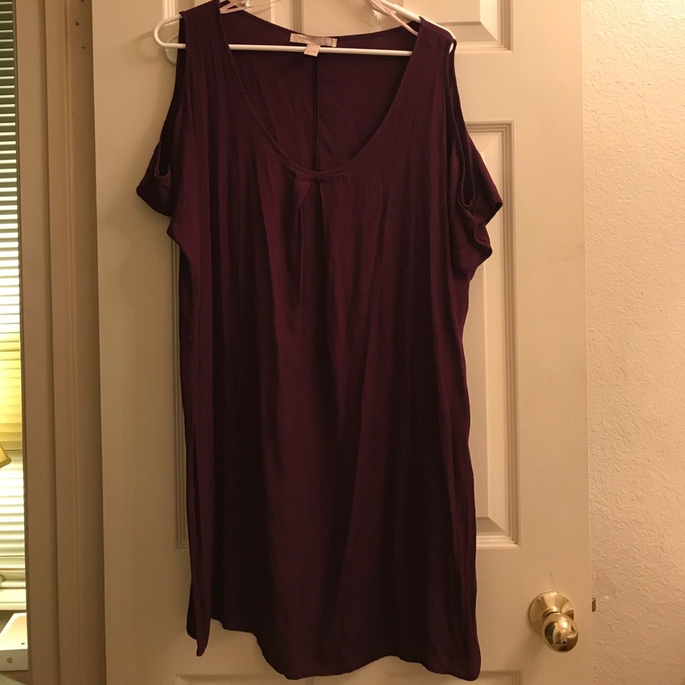 Forever21 Plum Shift Dress w/ Cold Shoulder