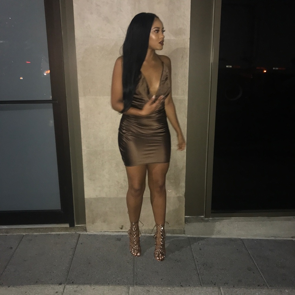 Chocolate Plunge Mini Dress