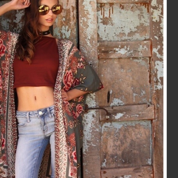 Boho Floral Print Kimono Duster - Picture 4 of 6
