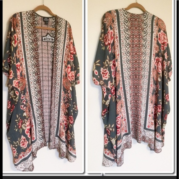 Boho Floral Print Kimono Duster - Picture 5 of 6