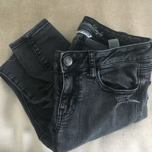 American Eagle Black Distressed Jeans