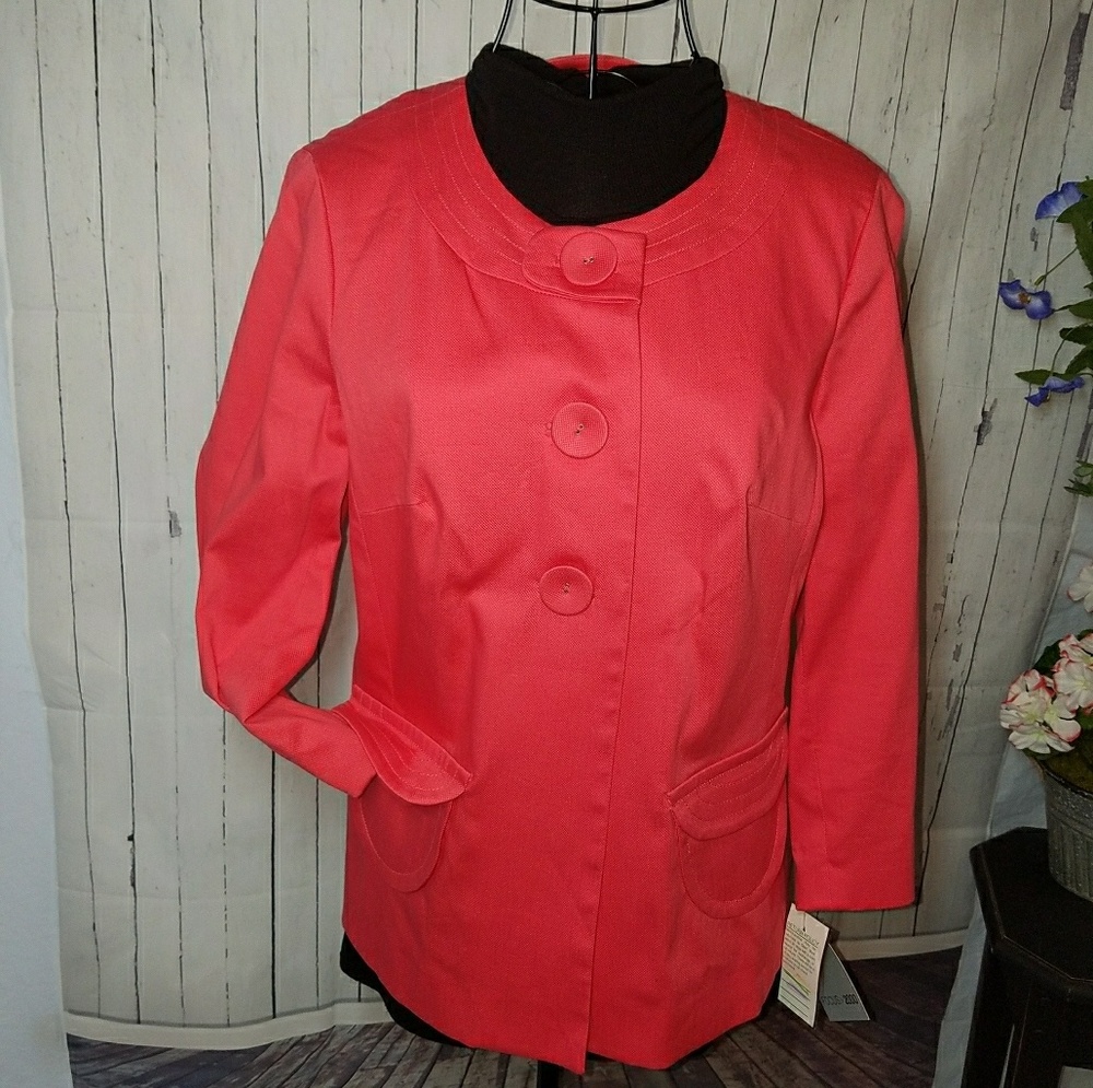 New FOCUS 2000 Bright Coral Stretch Cotton Jacket
