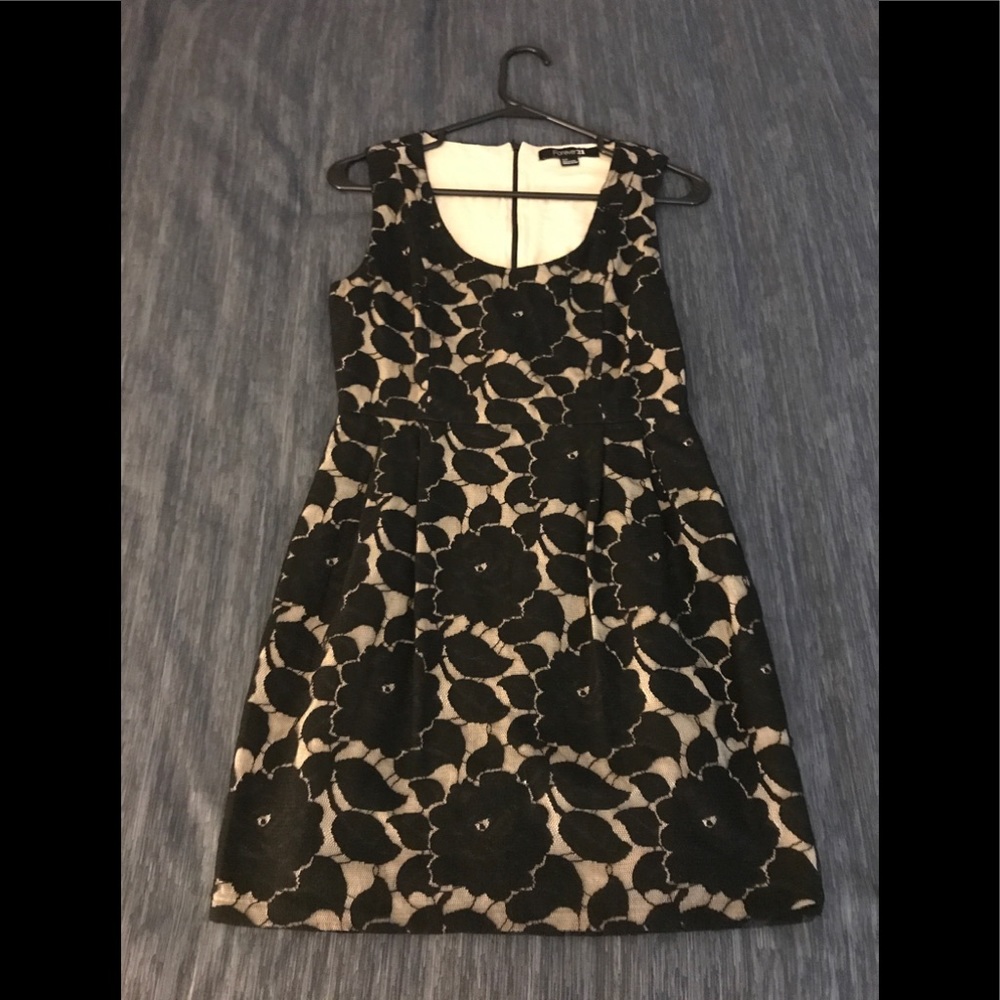Nude & Black Lace Fit and Flare Dress
