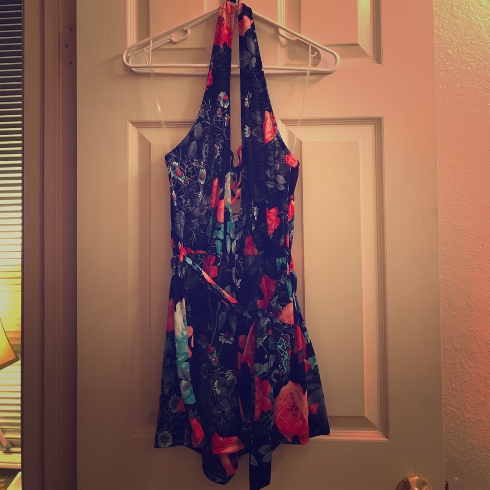 Tropical Floral Halter Romper