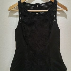 Guess peplum sleeveless top fishnet lace