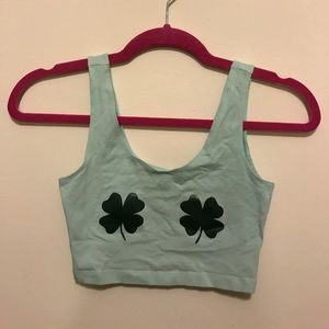 Green Shamrock Crop Top