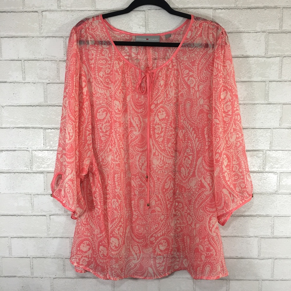AVENUE Studio Paisley Sheer Blouse