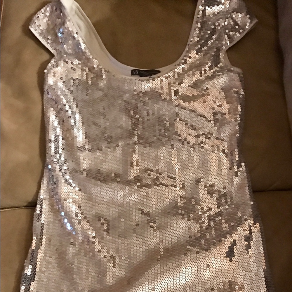 Armani Exchange Sequin Silver Dress