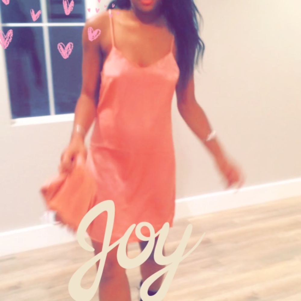 Neutral pink shift dress