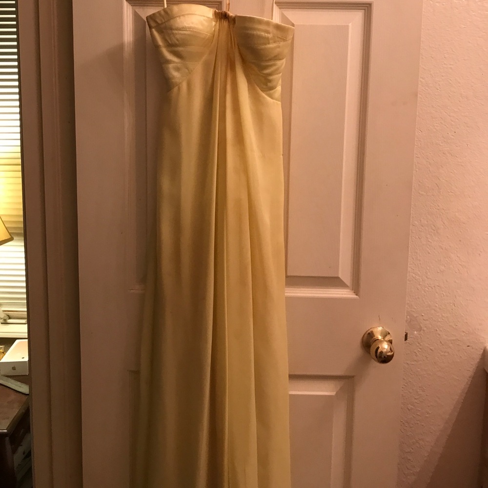 Canary Yellow Strapless Formal Gown