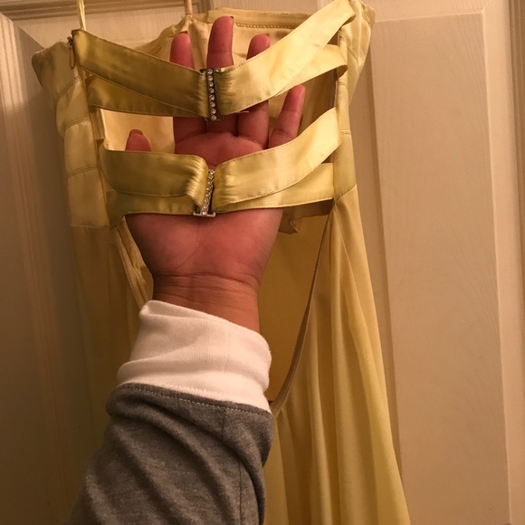 Canary Yellow Strapless Formal Gown - Picture 3 of 3