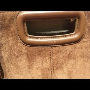 Maje brown suede fringe purse