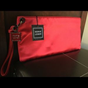 Herve Leger Red Satin Clutch