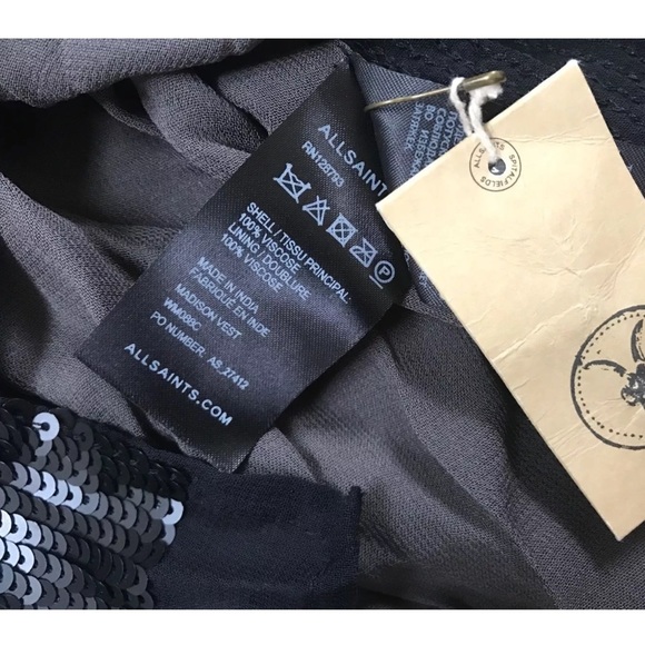 ALLSAINTS Madison Sequin Vest Sleeveless Tank Top - Picture 7 of 8