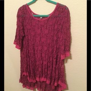 Pink lace tunic top