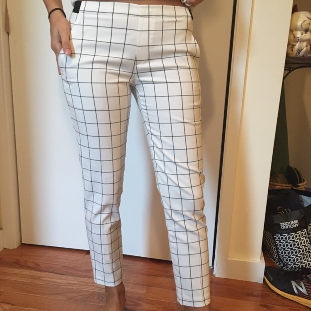 Uniqlo White Plaid Pants