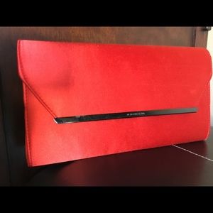 BCBG Maxazria Red Satin Clutch