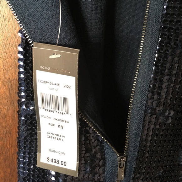 BCBG MaxAzria Ink Blue Sequin Cocktail Dress - Picture 2 of 4