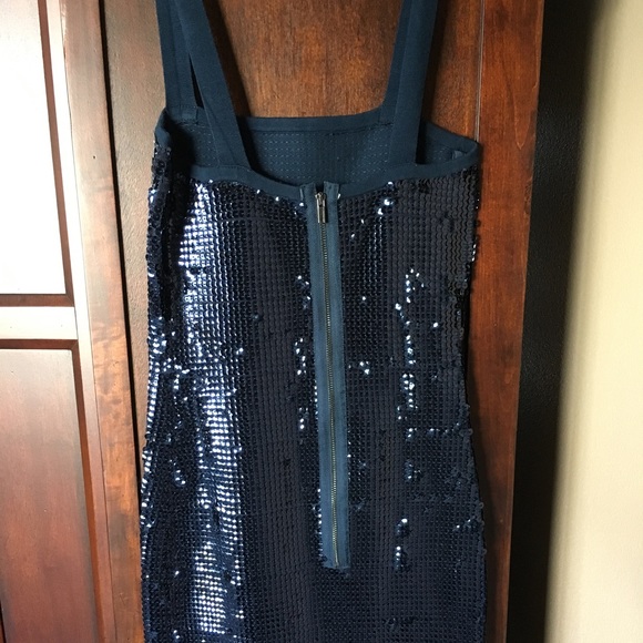 BCBG MaxAzria Ink Blue Sequin Cocktail Dress - Picture 4 of 4