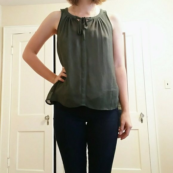 Merona Tops - {LAST DAY} Green tie-front tank