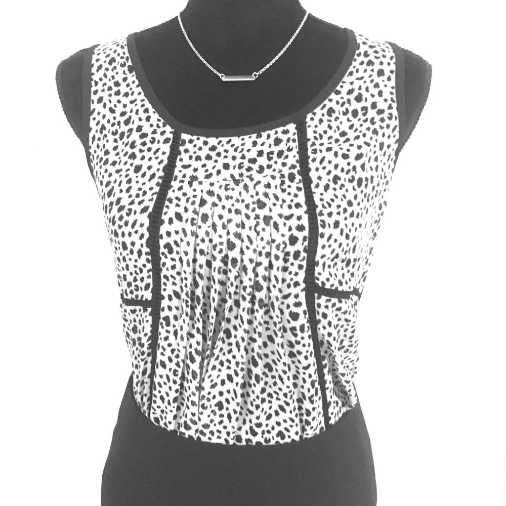 New NWOT Sheer Black and Leopard Print Blouse