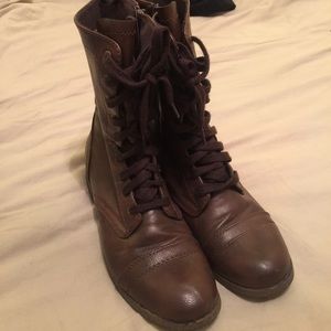 Brown side zip boots
