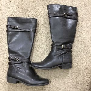Dark brown leather boots