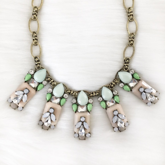 "Chelsea" Necklace || Mint & Peach Jewel Statement - Picture 4 of 9