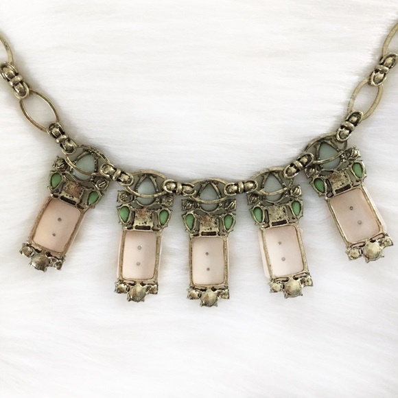 "Chelsea" Necklace || Mint & Peach Jewel Statement - Picture 6 of 9
