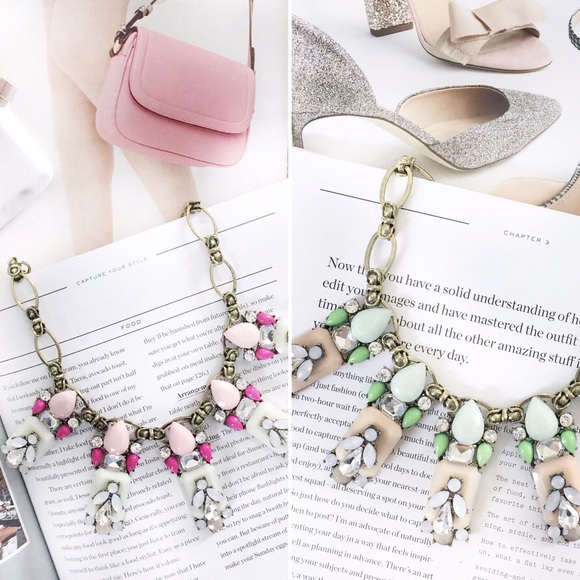 "Chelsea" Necklace || Mint & Peach Jewel Statement - Picture 7 of 9