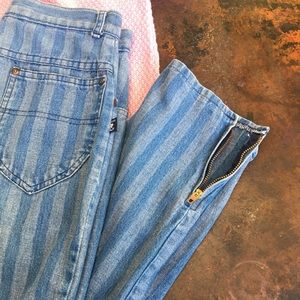 Vintage high waisted striped jeans w/ankle zippers Vintage high waisted striped jeans w/ankle zippers