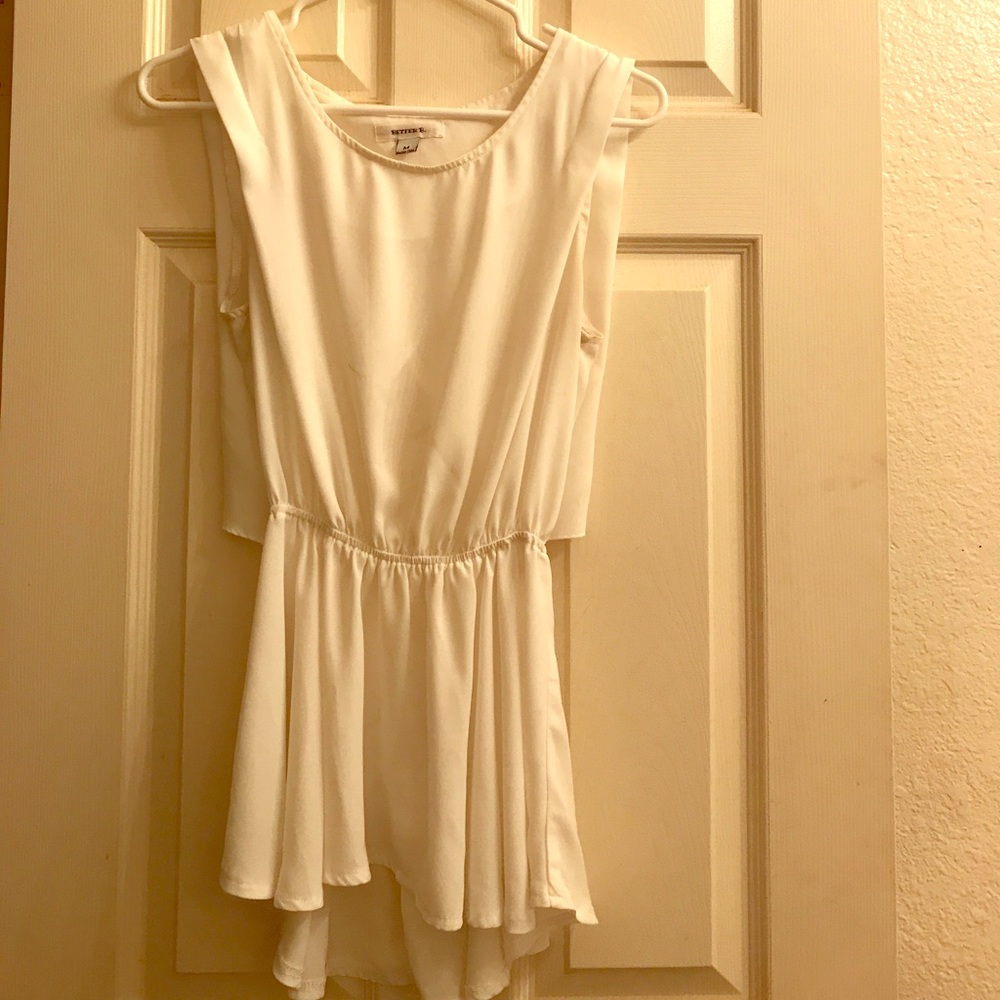 White Peplum Open Back Blouse