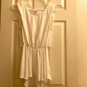 White Peplum Open Back Blouse
