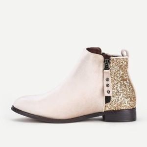 Women's Glitter Heeled Ankle Boot - Apricot