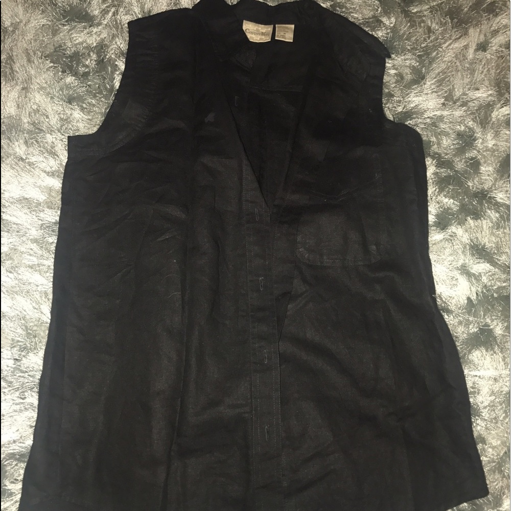 Sleeveless black button up!