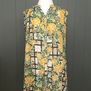 Floral and plaid sleeveless dress