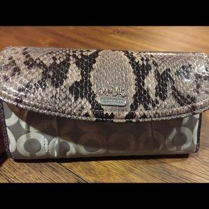 Coach Gray python checkbook wallet