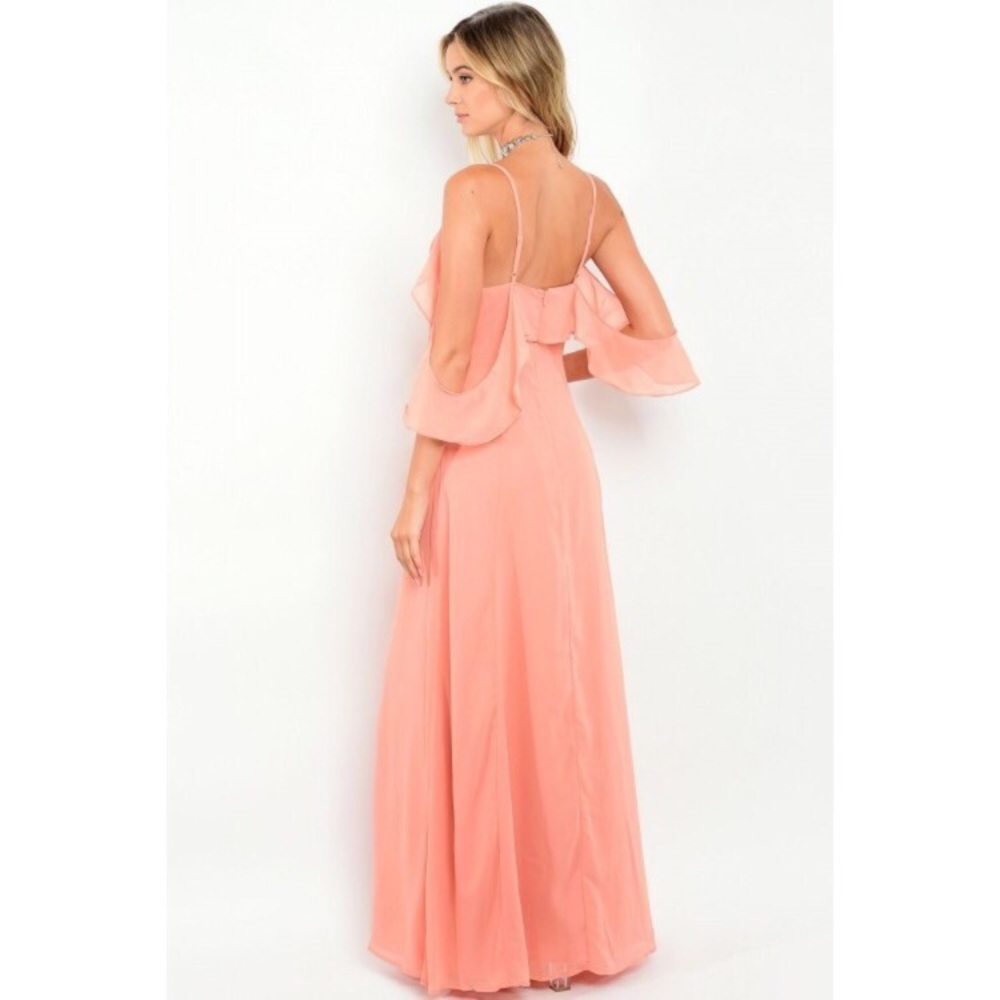 Boutique Peach cold shoulder dress