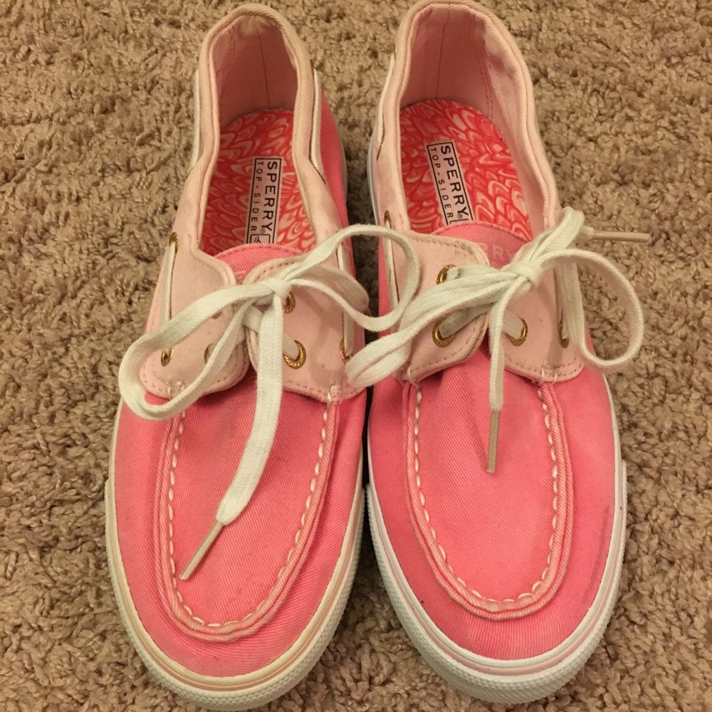Pink Sperry Top Sider boat shoes