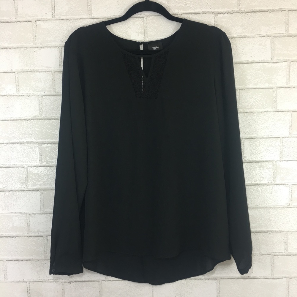 MOSSIMO Black Long Sleeve Sheer Blouse